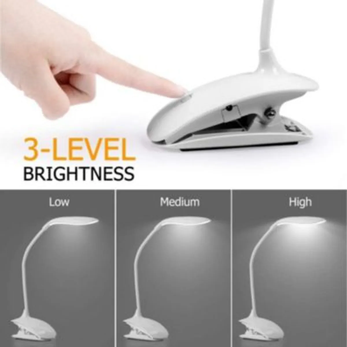 HOME NEAT - Lámpara escritorio de lectura con panel táctil 3 niveles brillo usb