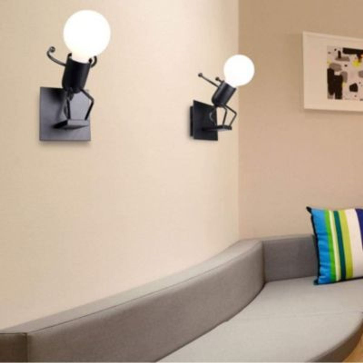 HOME NEAT - Home-neat creativa led luz lámpara de pared hierro e27 robot negro