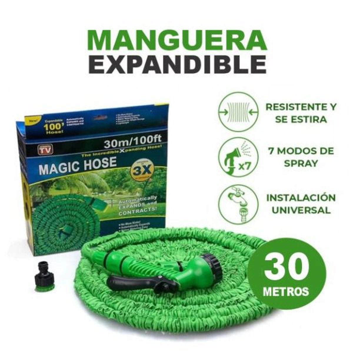 GENERICO - Manguera Expandible Verde 30 Mts
