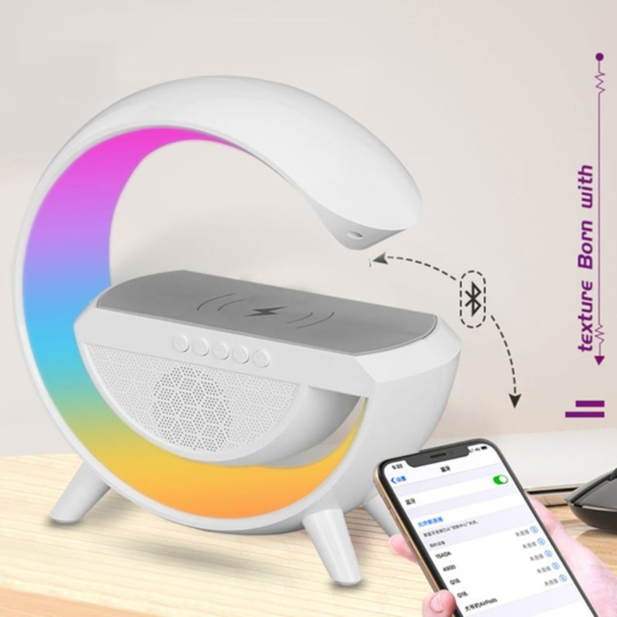 ELMEJORPRECIO - Lámpara RGB Cargador Inalámbrico Parlante Bluetooth Modelo BT2301