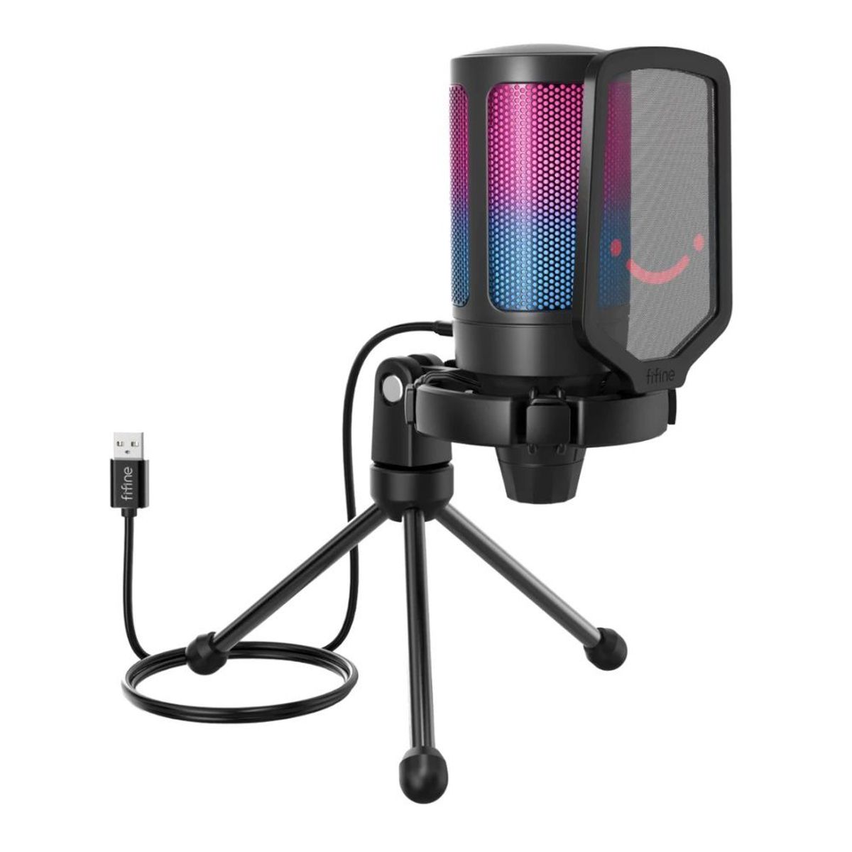 FIFINE - Fifine - Micrófono Ampligame A6V RGB USB Cardioide - Black