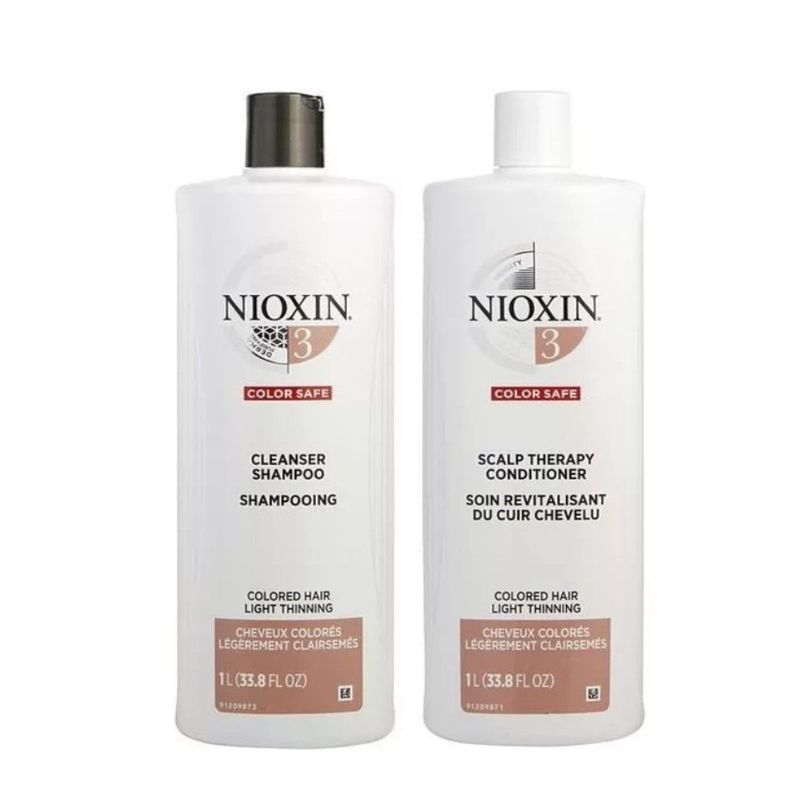 NIOXIN - Nioxin 3 Shampoo Densificador + Acondicionador para cabello teñido 1000ml