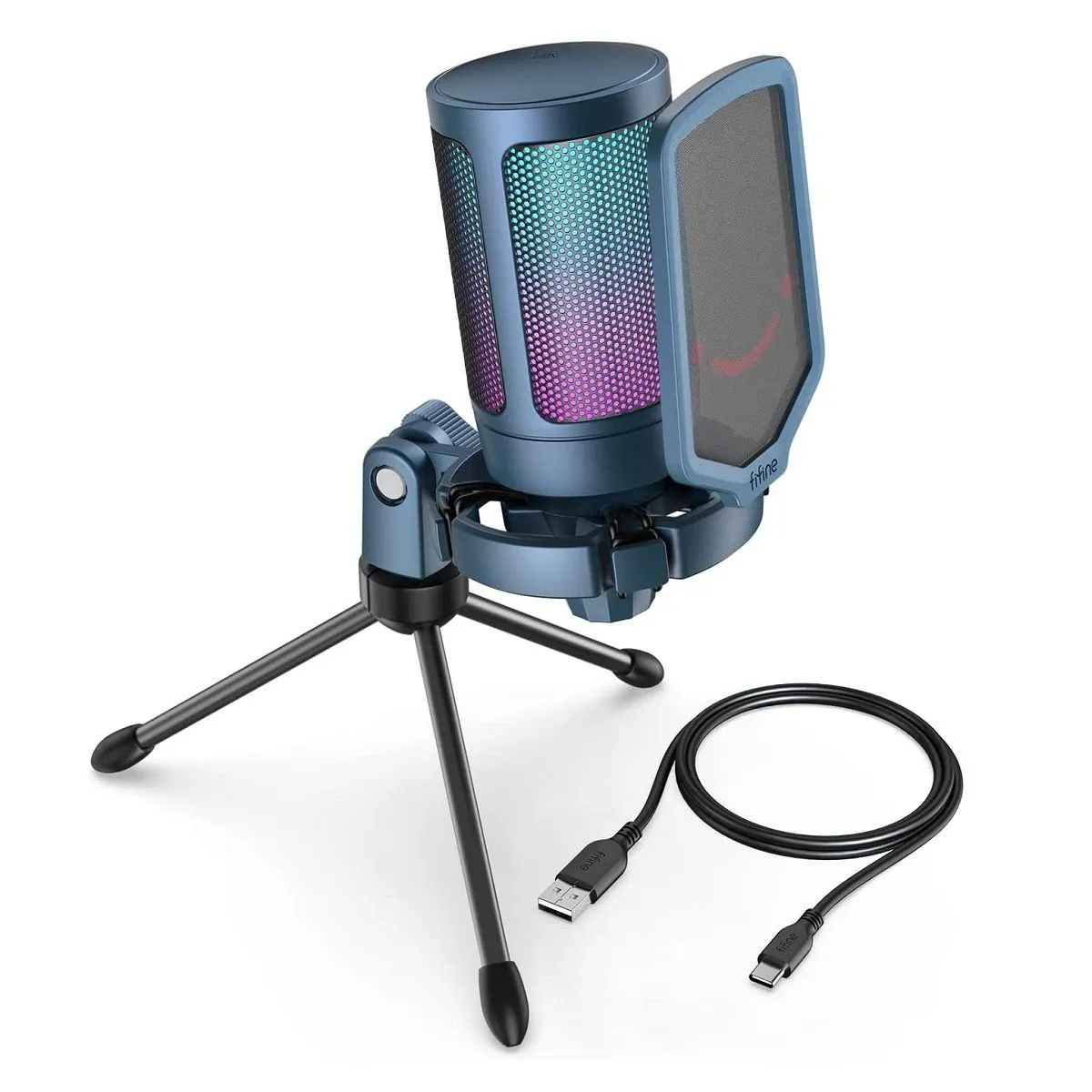 FIFINE - Fifine - Micrófono Ampligame A6V RGB USB Cardioide - Blue