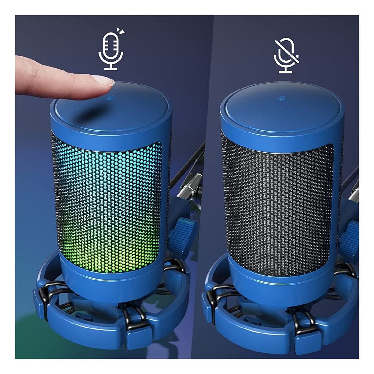 FIFINE - Fifine - Micrófono Ampligame A6V RGB USB Cardioide - Blue