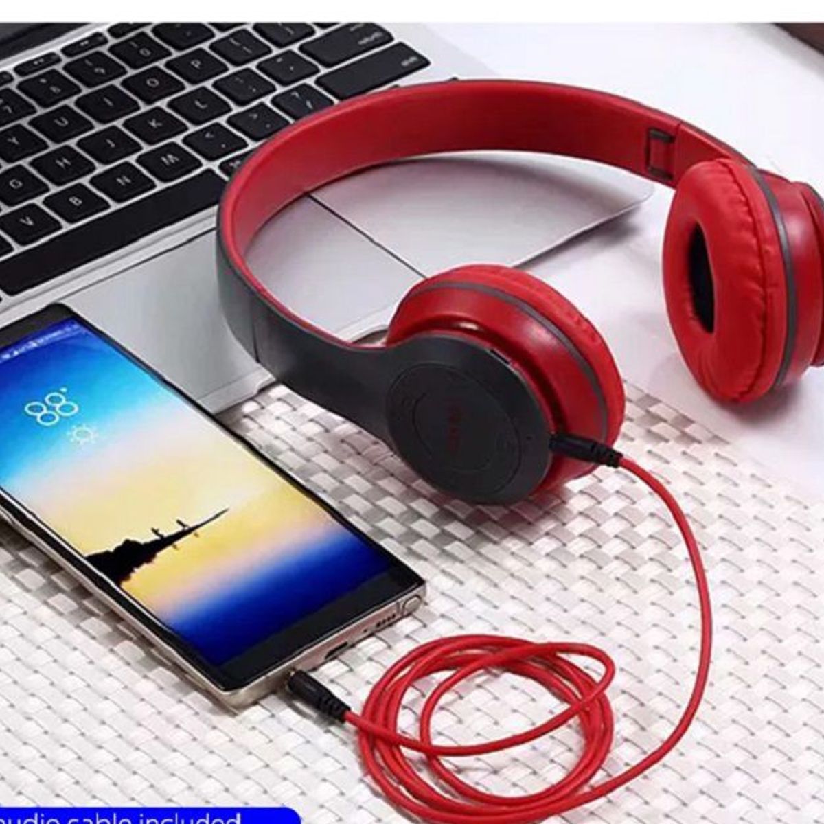 GENERICO - Audífono Inalámbrico P47 Con Bluetooth Rojo