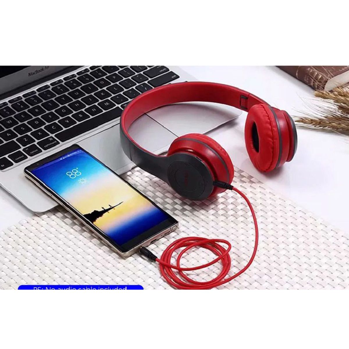 GENERICO - Audífono Inalámbrico P47 Con Bluetooth Rojo