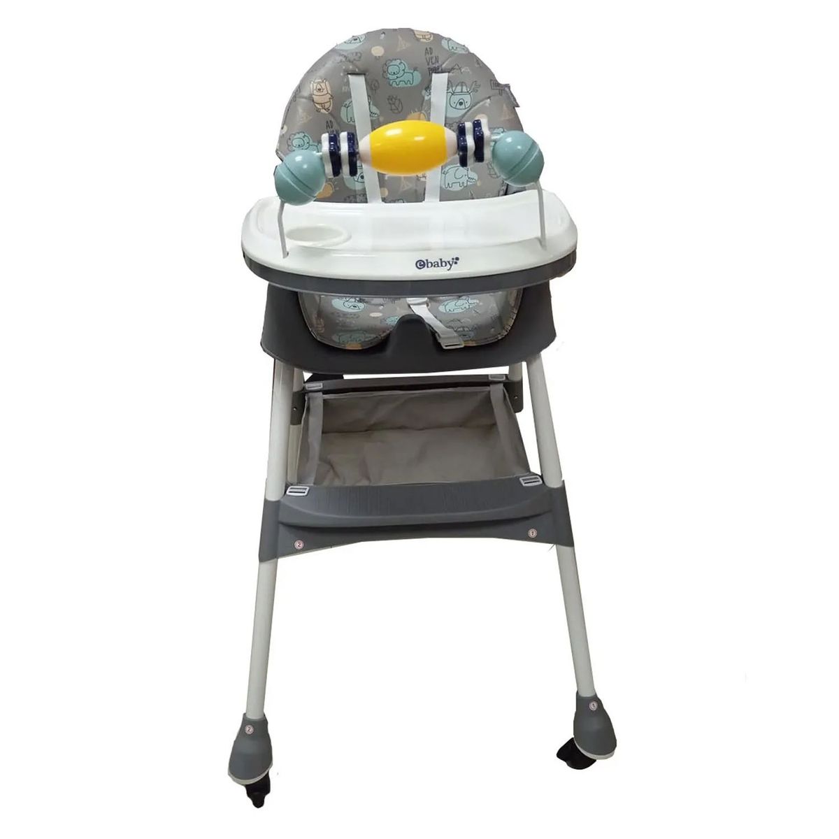 EBABY - Silla de Comer Ebaby Plegable Doble Bandeja LULU Gris