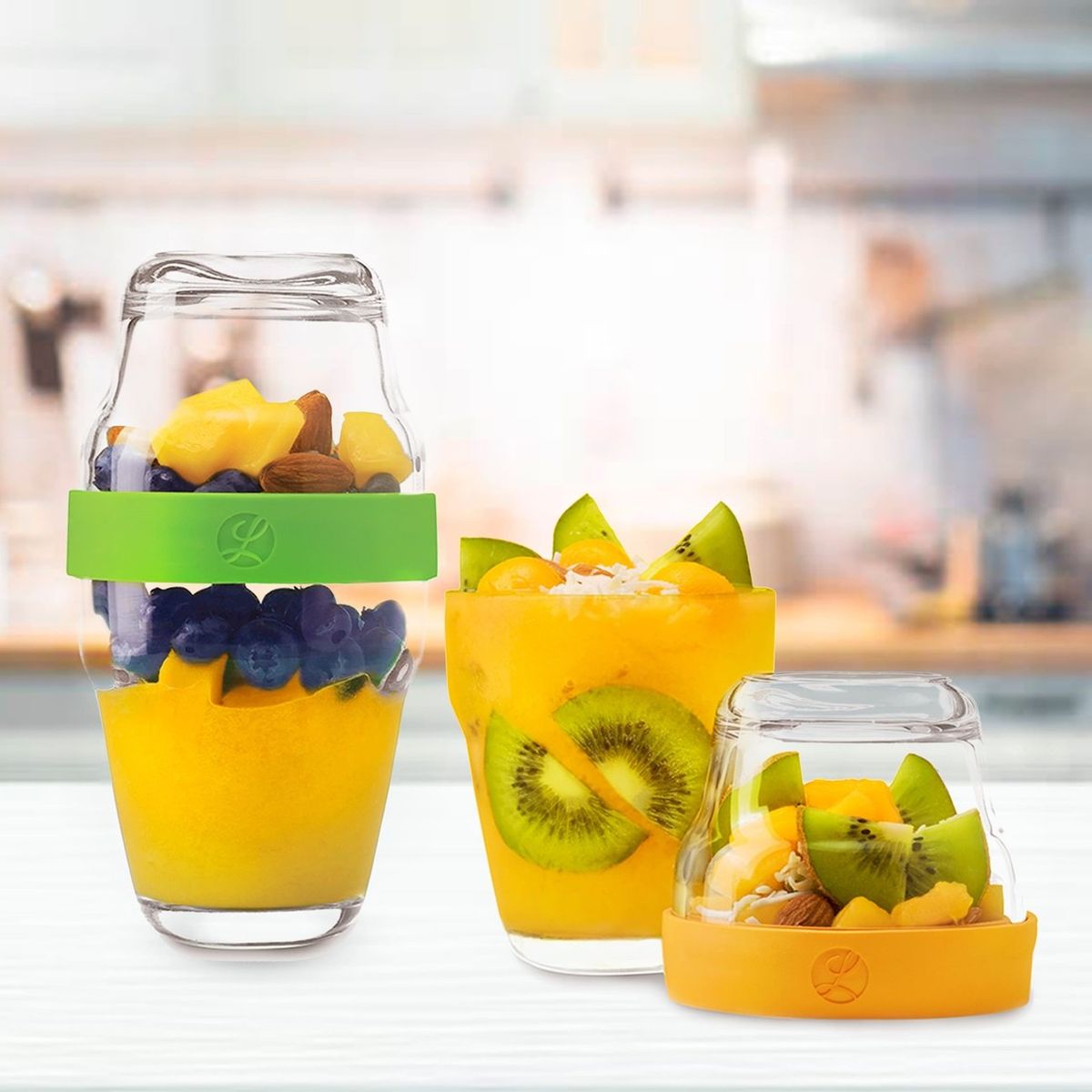 LIBBEY - Vasos Quickeep Set de 2 Unidades (Verde y Naranja)