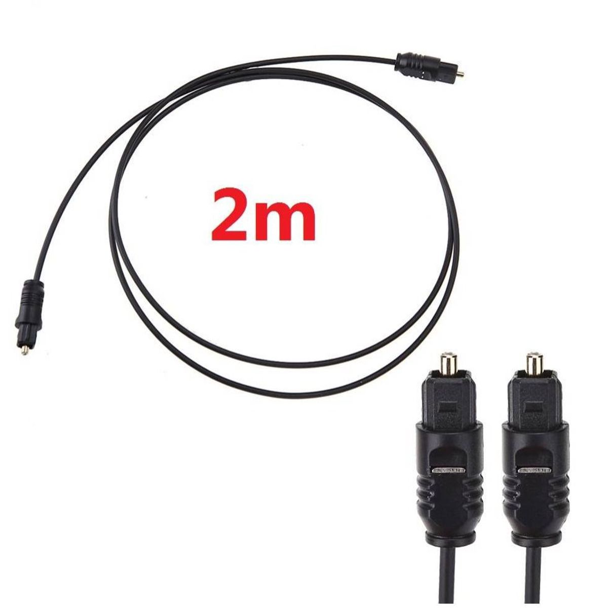 OEM - x2 Cables Audio Digital Fibra Optica 2m metros Macho para DVD PS4 Xbox
