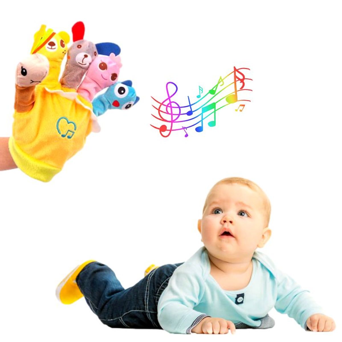 GENERICO - Guante Amarillo de Títeres de Dedo Historias para Bebés