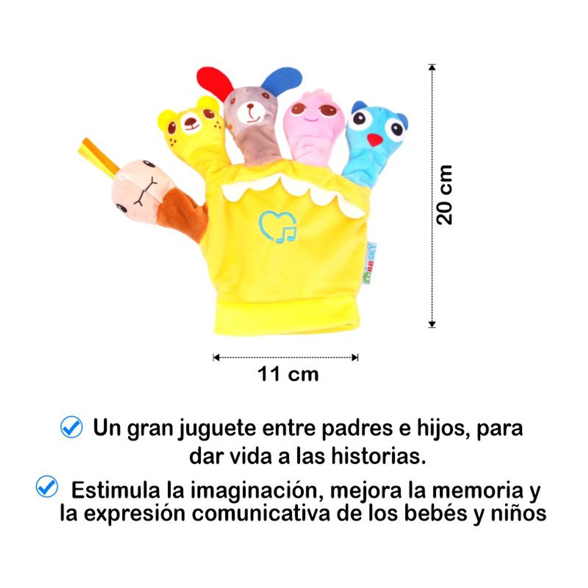 GENERICO - Guante Amarillo de Títeres de Dedo Historias para Bebés