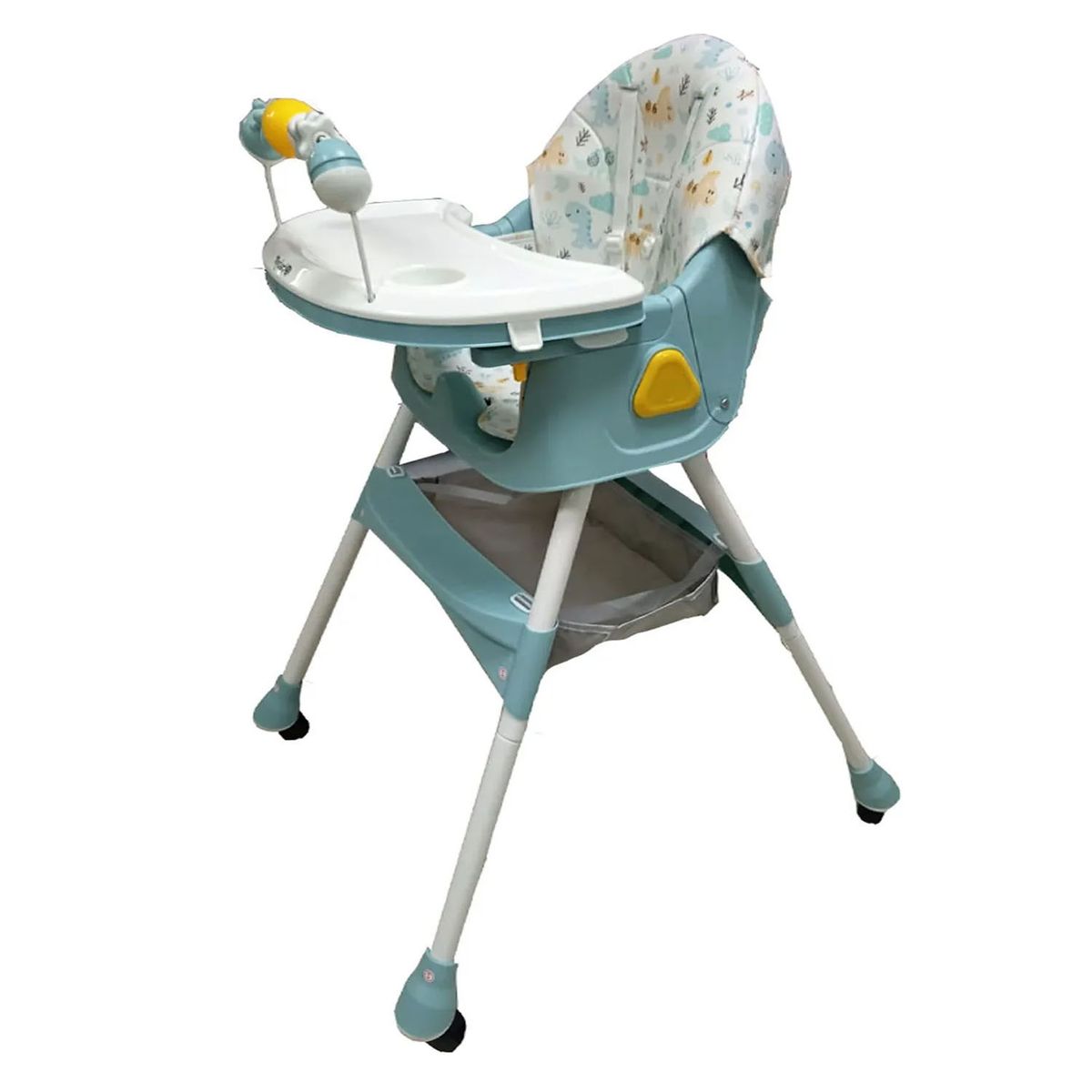 EBABY - Silla de Comer Ebaby Plegable Doble Bandeja LULU Verde con Ruedas