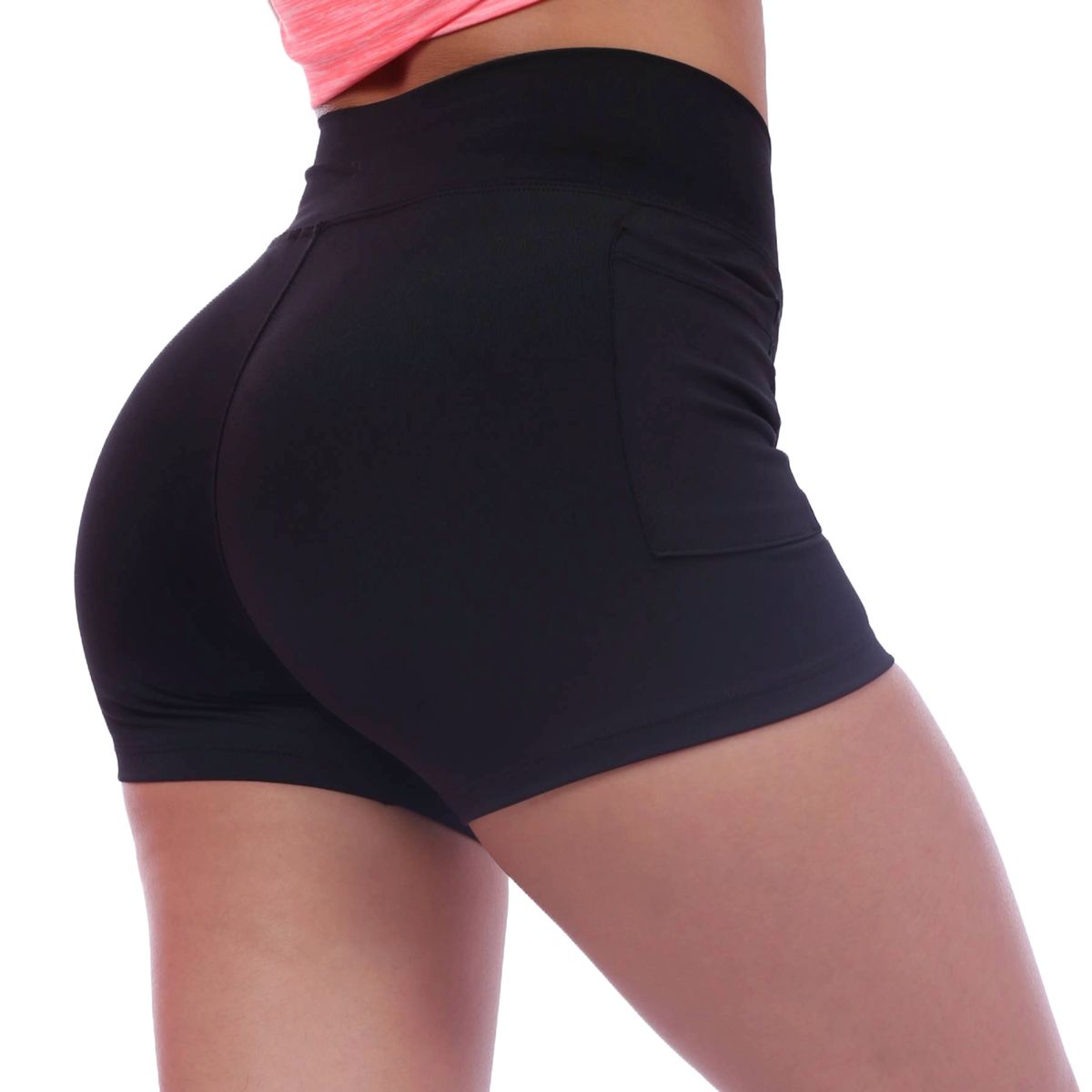 M MUSCLE MUSEUM - Short Pantaloneta con Bolsillo Lateral Color Negro para Mujer