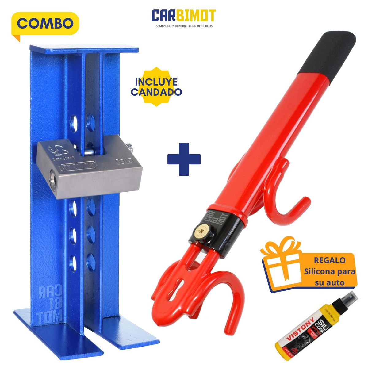 GENERICO - SEGURO BLOQUEO TRABA PEDAL VOLANTE TIMON COMBO  REGALO