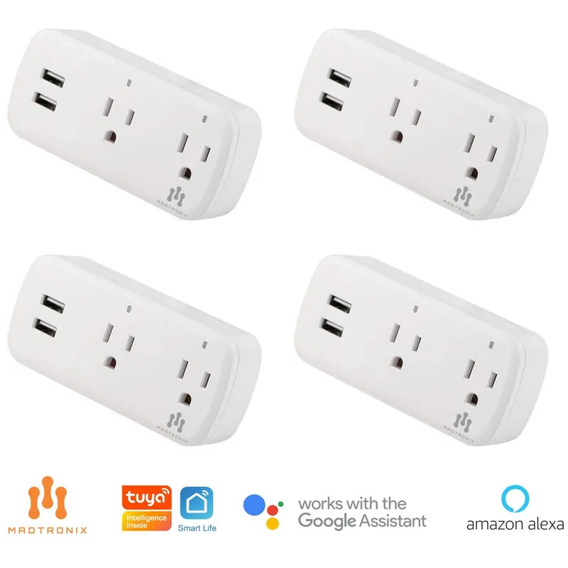 MADTRONIX - Enchufe Inteligente Multipuerto Compatible con Alexa y Google Pack x 4