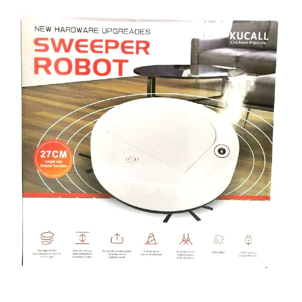 OEM - Robot Aspirador KUCALL Recargable  Función de Humidificación de 27cm
