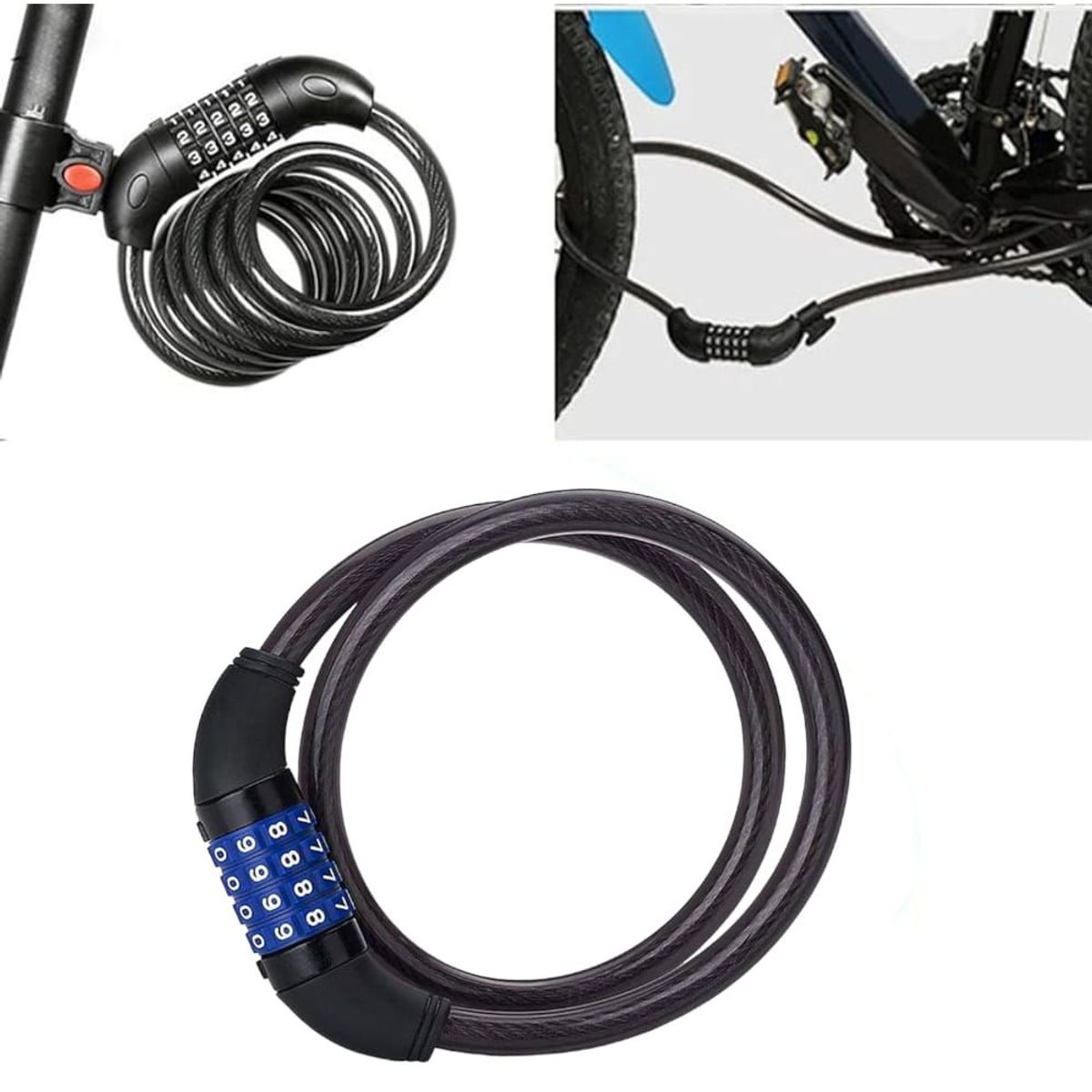 OEM - Cadena 120cm Acero Antirobo Para Moto Bicicleta Con Clave De Seguridad