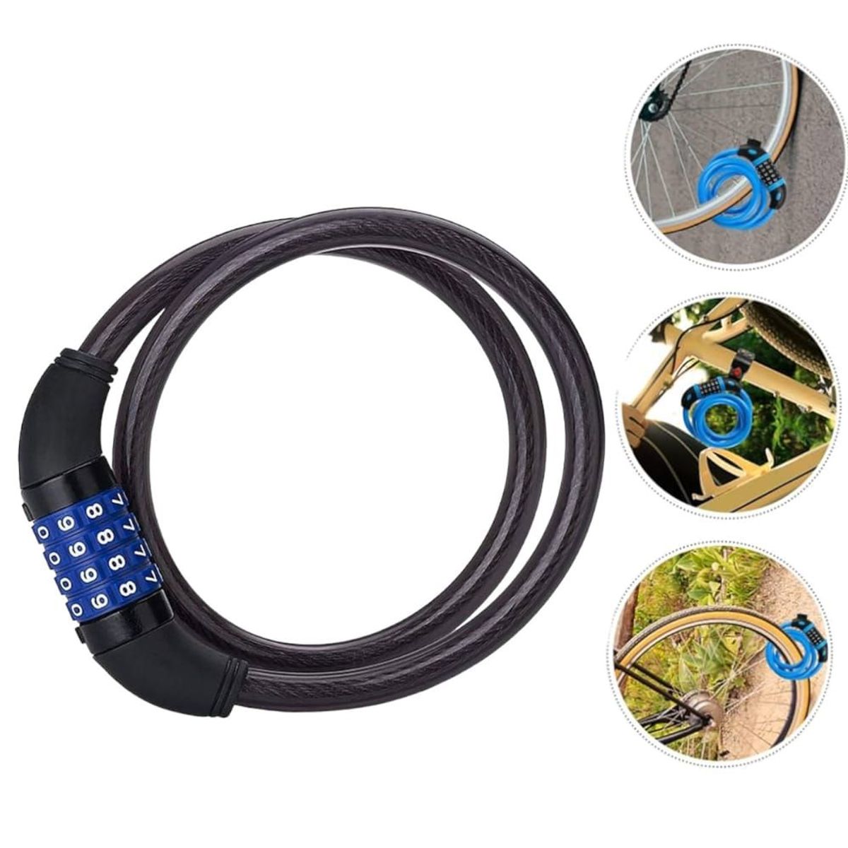 OEM - Cadena 80cm Acero Antirrobo Para Moto Bicicleta Con Clave De Seguridad