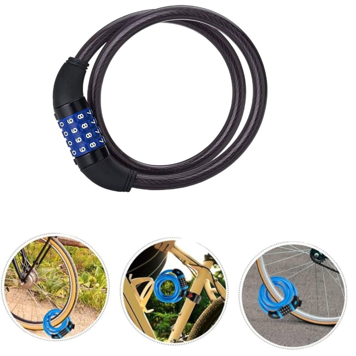 OEM - Cadena 80cm Acero Antirrobo Para Moto Bicicleta Con Clave De Seguridad