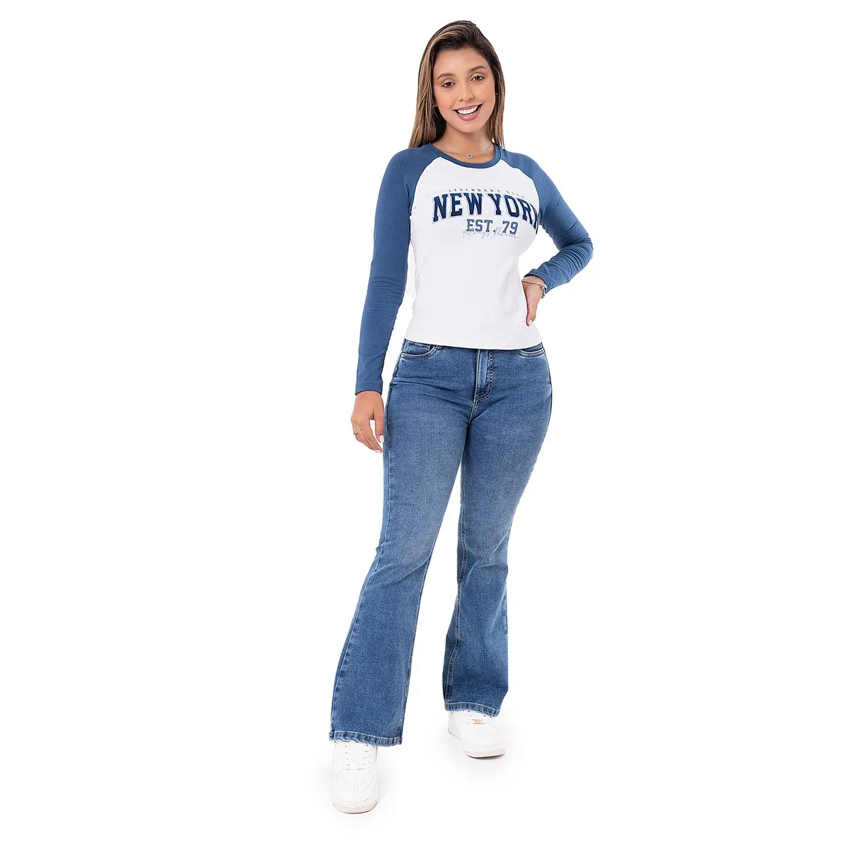 PIONIER - Pantalón Moda Denim Stretch Mujer Hallyh