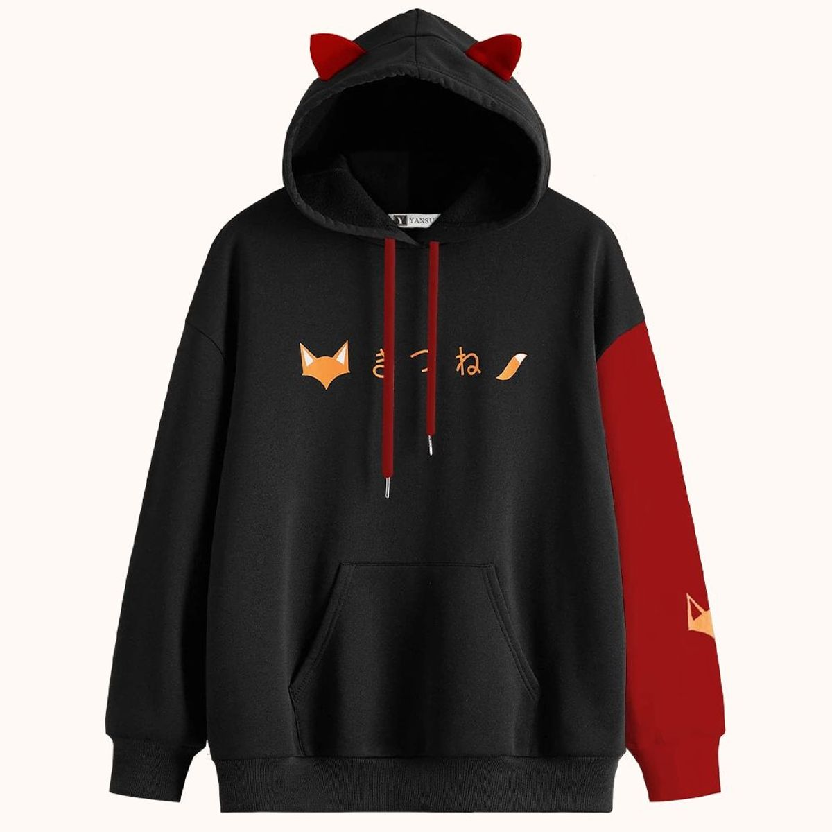 YANSUS - Polera Hombre Yansus Bicolor orejas de zorro Kawaii