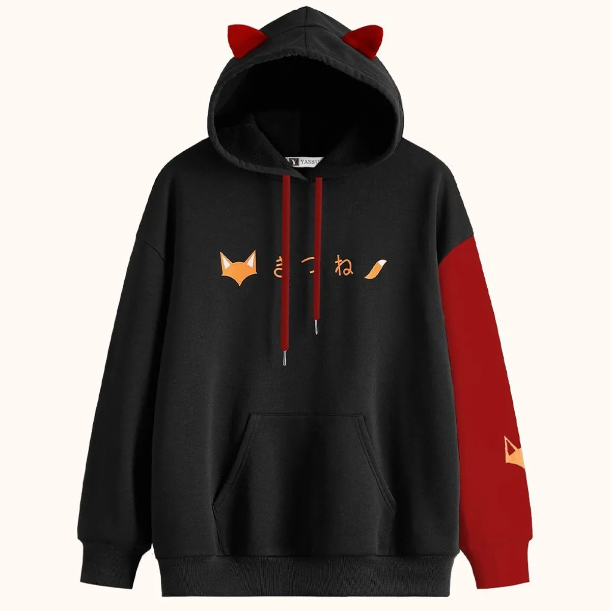 YANSUS - Polera Hombre Yansus Bicolor orejas de zorro Kawaii