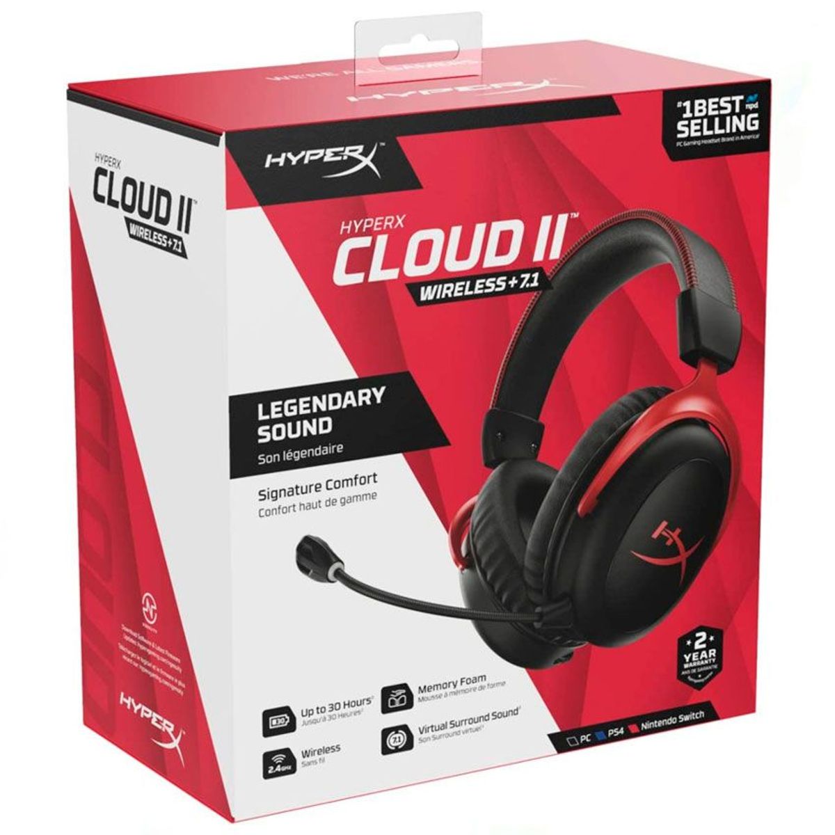 HYPERX - audifono Inalámbrico HyperX Cloud II Wireless Rojo audio 7.1