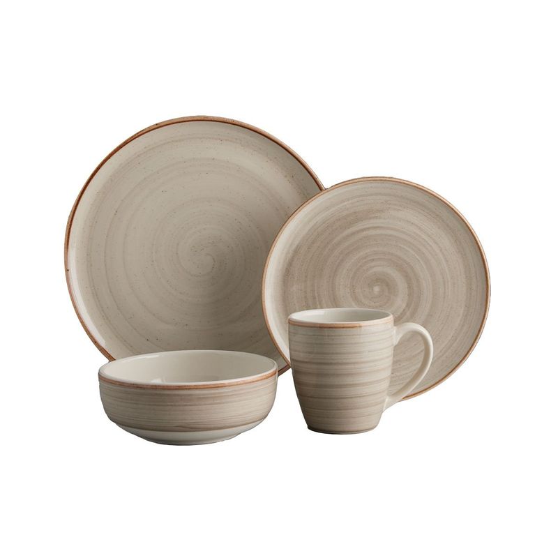 CORONA - Juego de Vajilla Caoba Gris 16 Piezas Corona - Plato Pando 28cm