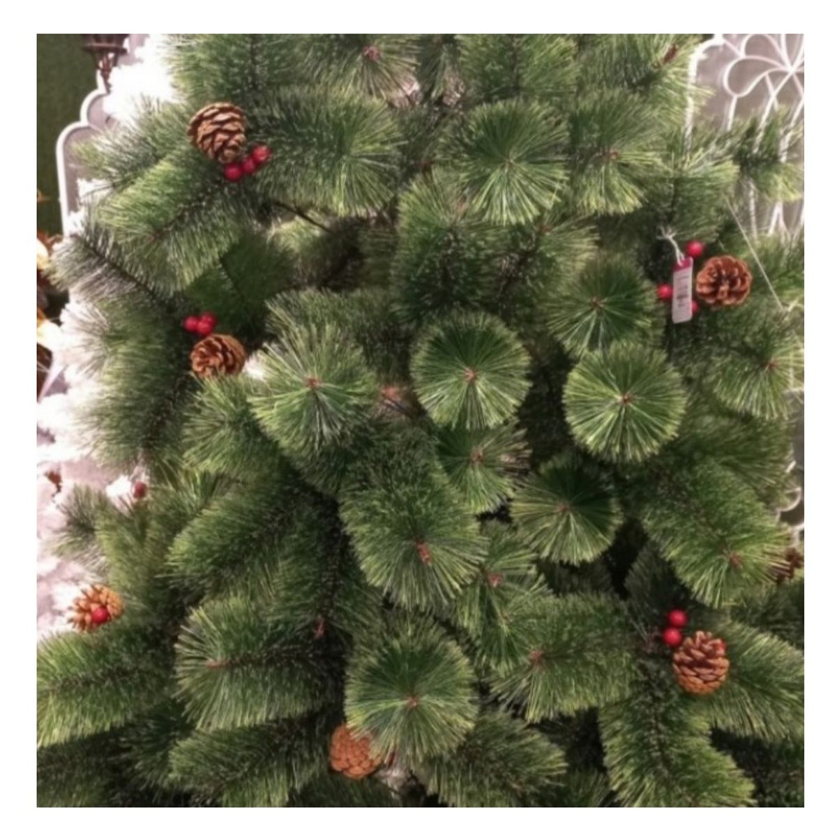 GENERICO - Árbol de navidad 210 cm verde frondoso con piñas y cerezas