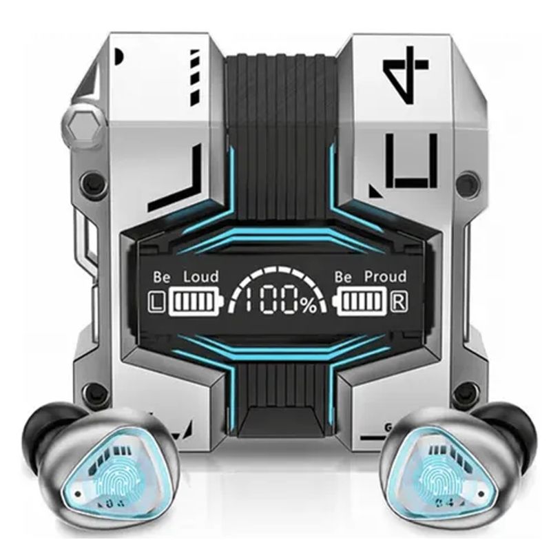 CLN TECH - Audífonos inalámbricos pantalla led bluetooth M45 con powerbank PLATA