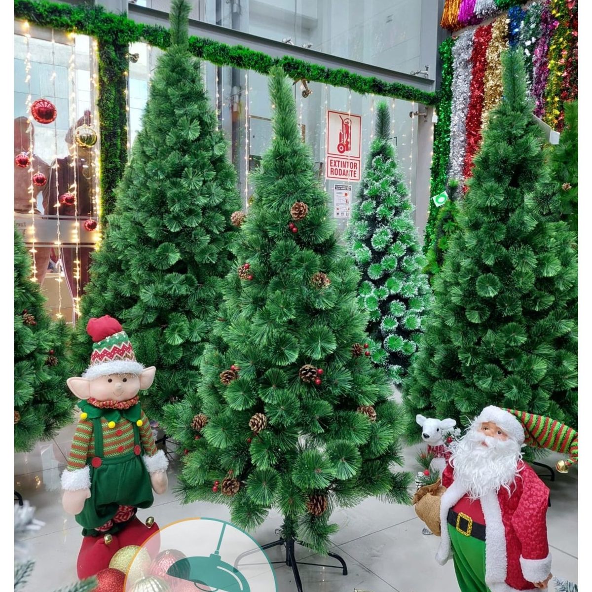 GENERICO - Árbol de navidad 1.5 m verde frondoso con piñas y cerezas