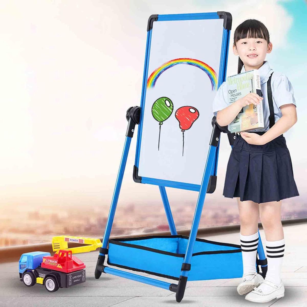 GENERICO - Pizarra Magnética Doble Cara Caballete Blackboard Niños