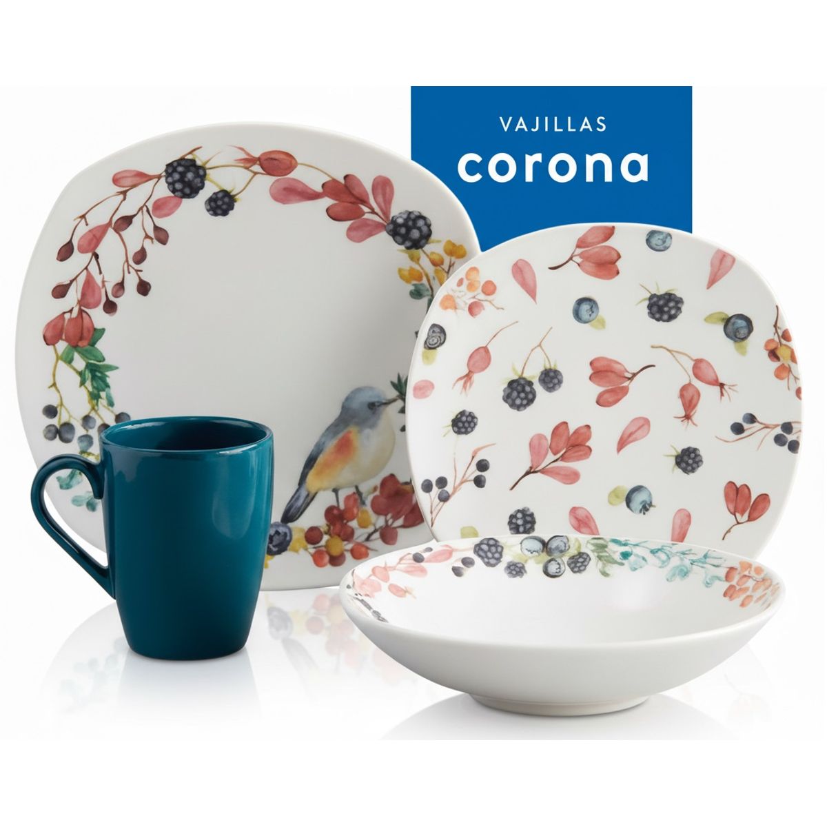 CORONA - Juego de Vajilla 16 Piezas Modelo Evry Corona