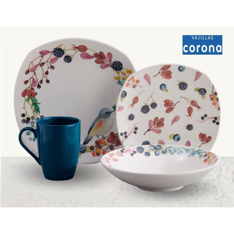 CORONA - Juego de Vajilla 16 Piezas Modelo Evry Corona