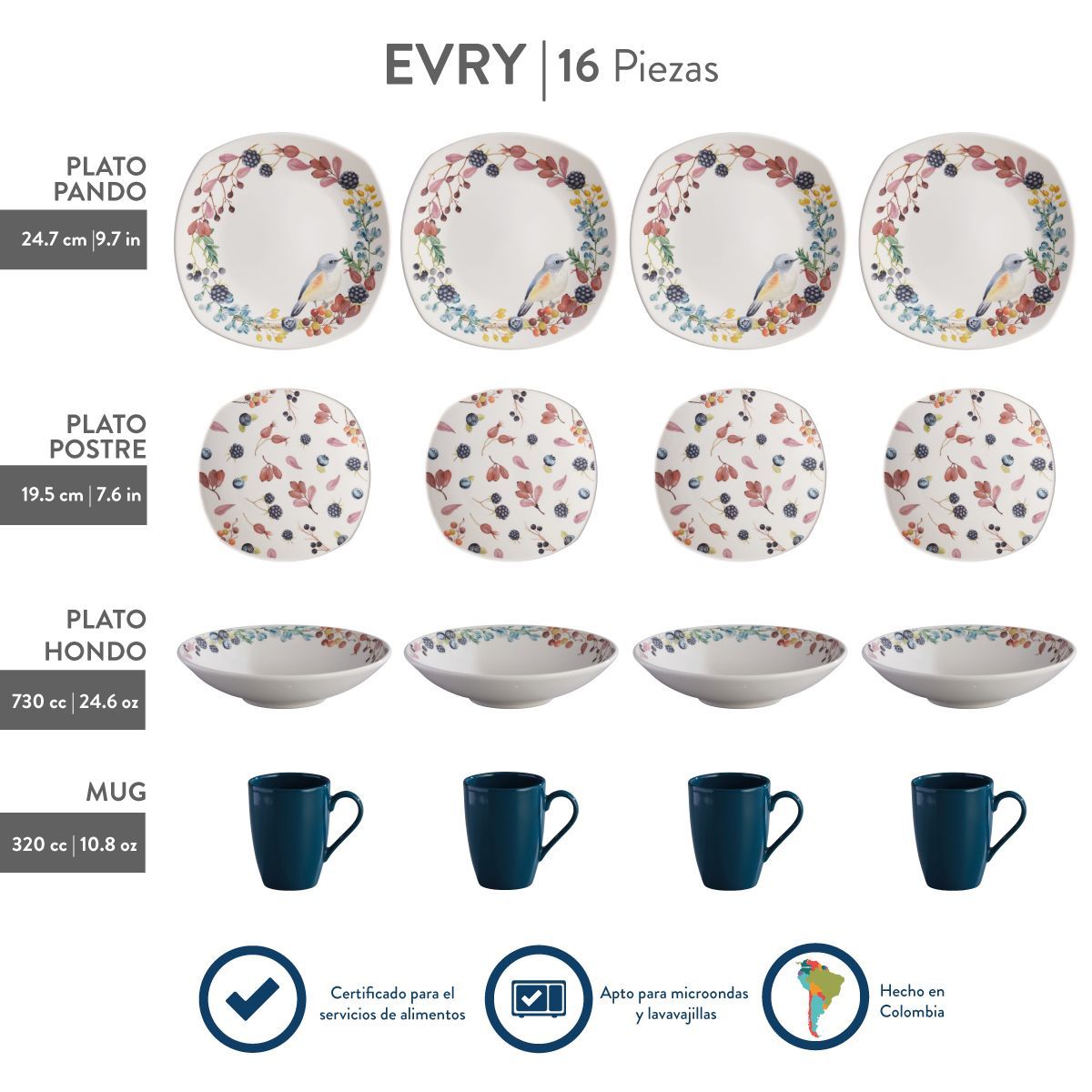 CORONA - Juego de Vajilla Evry 16 Piezas Corona