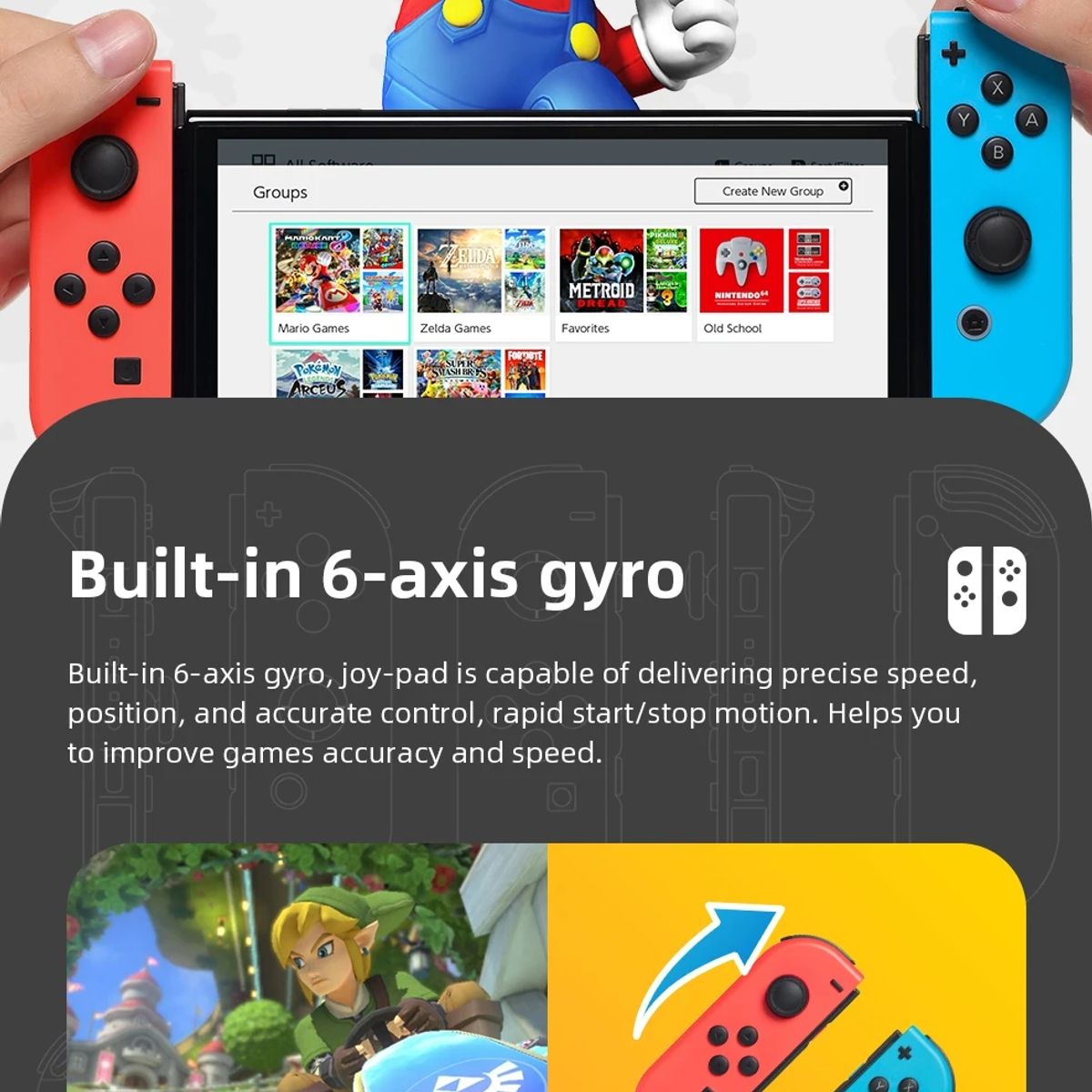 GENERICO - Mandos para nintendo switch joycon l y r inalámbrico gray