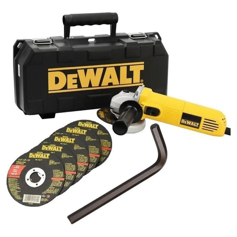 DEWALT - Amoladora Angular 4 1/2" 700W + 5 Discos Abrasivos Dewalt DWE4010K-B2