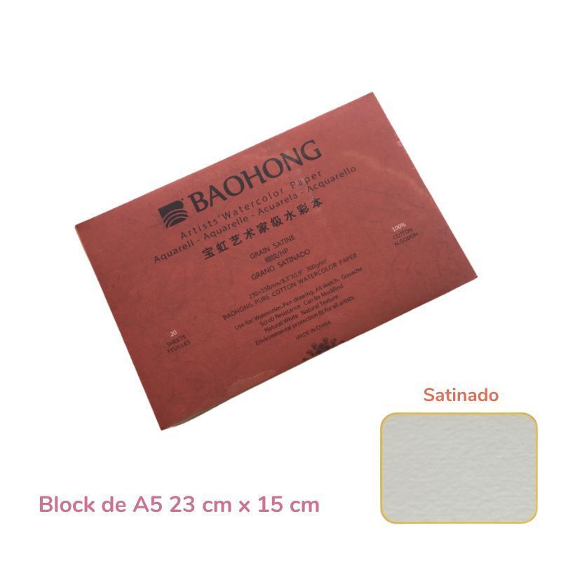 GENERICO - Baohong Papel de acuarela ARTIST Grano Satinado A5 23x15 cm