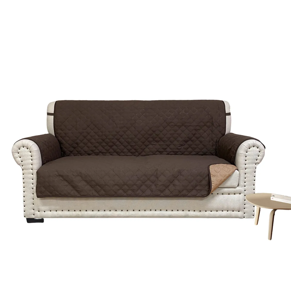SALA FABULOSA - Protector impermeable para mueble 3-2-1 Chocolate Reversible Beige