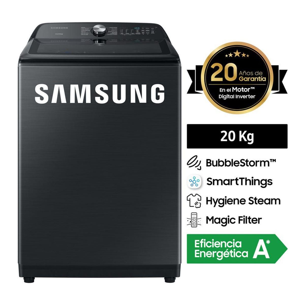 SAMSUNG - Lavadora Automatica Samsung WA20A8377GV 20K Gris