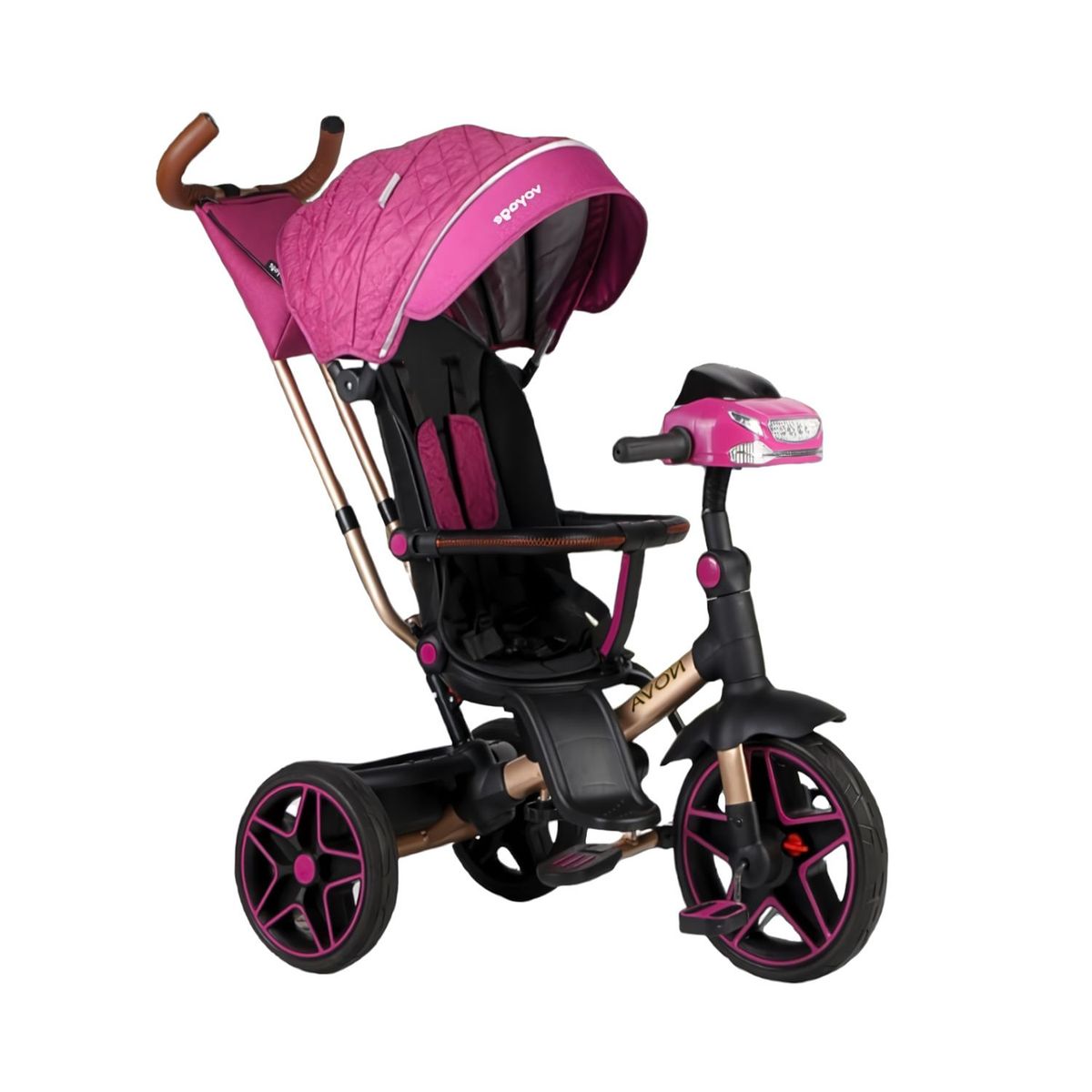 VOYAGE - Triciclo NOVA Giratorio 360° USB Bluetooth Tela UV Fucsia