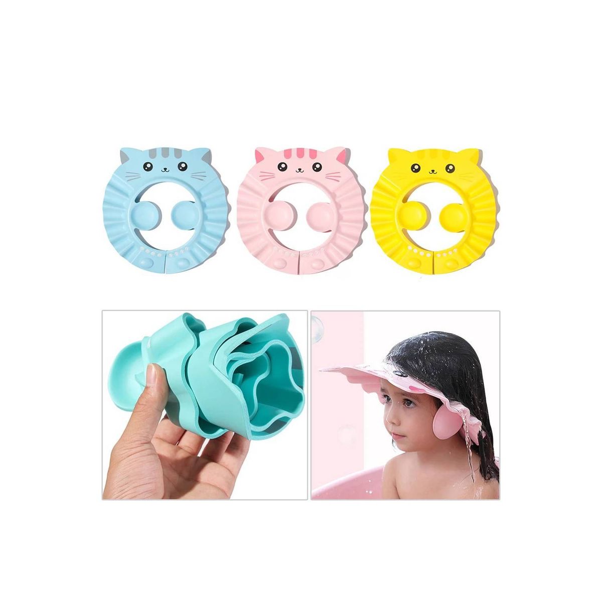 GENERICO - Set de 2 Gorra de Baño Ducha para Bebes Ajustable