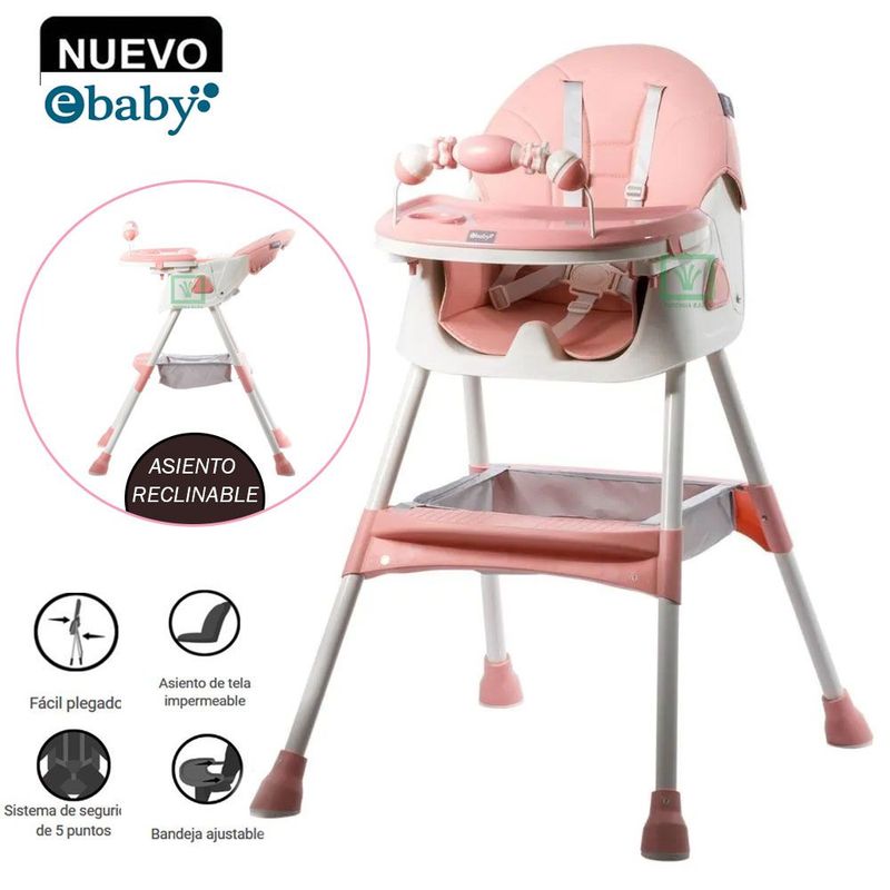 EBABY - Silla de Comer Ebaby Asiento Reclinable DALI Rosado