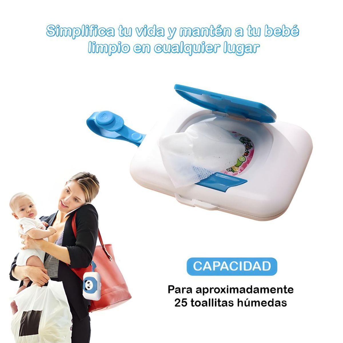 GENERICO - Estuche Plástico para Almacenar Toallitas Húmedas - AZUL