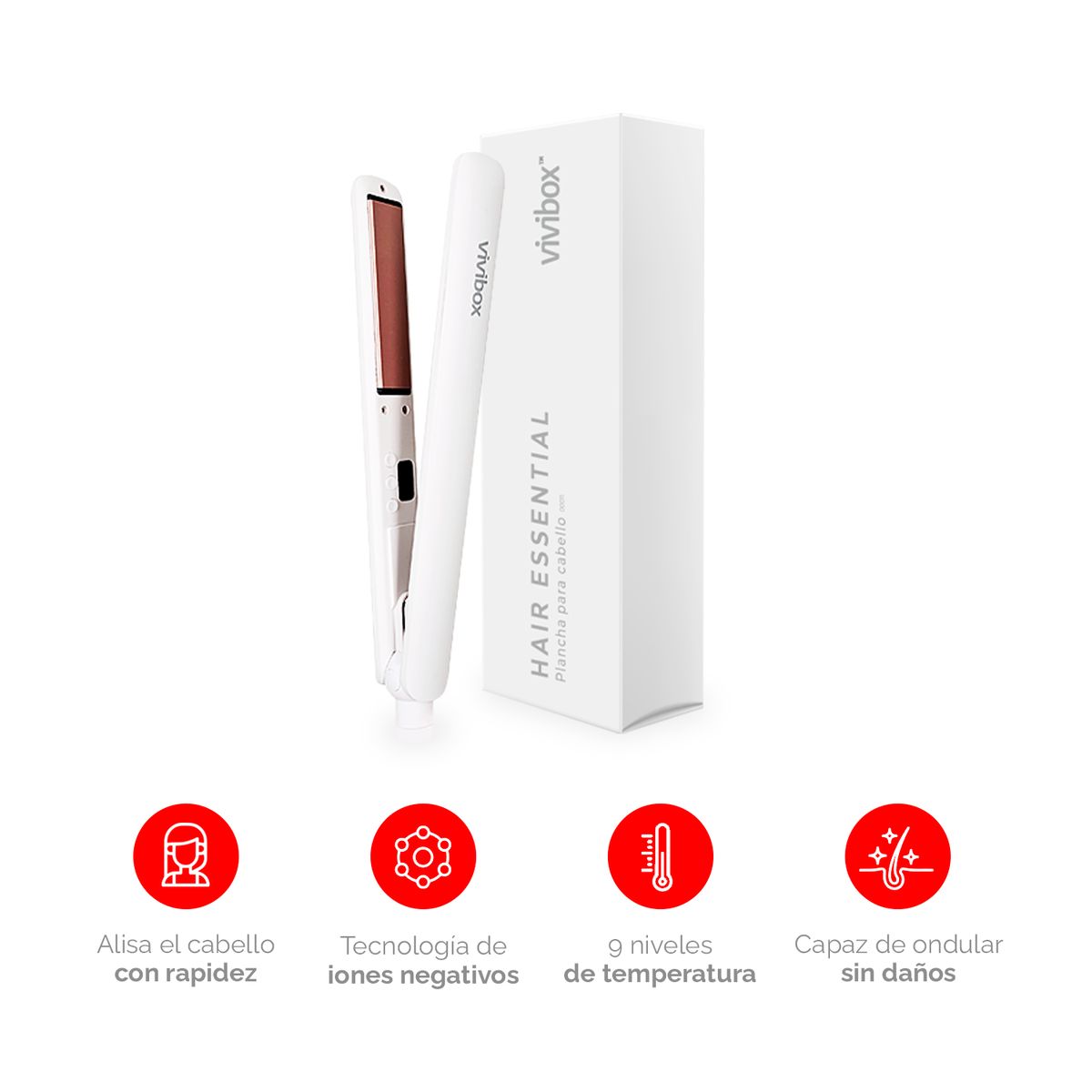 VIVIBOX - Plancha plana para cabello