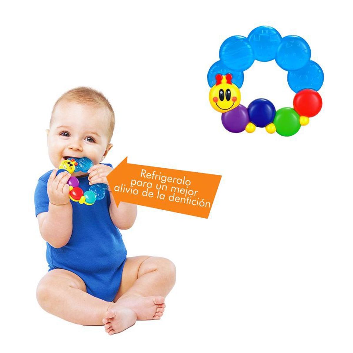 BABY - Mordedor de Gel para Bebé en Forma de Gusanito  Ideal para Encías y Dentición