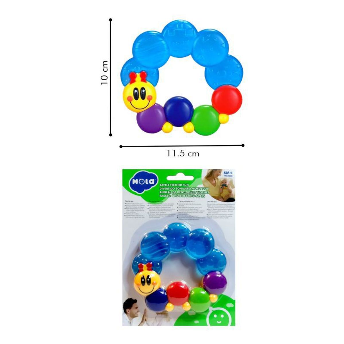 BABY - Mordedor de Gel para Bebé en Forma de Gusanito  Ideal para Encías y Dentición