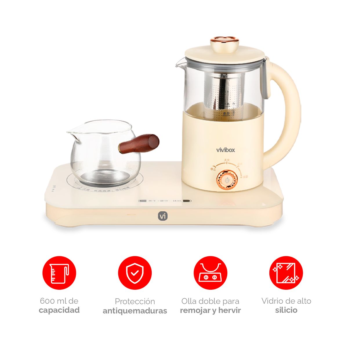 VIVIBOX - Tetera Eléctrica Rápida Y Elegante Con Base