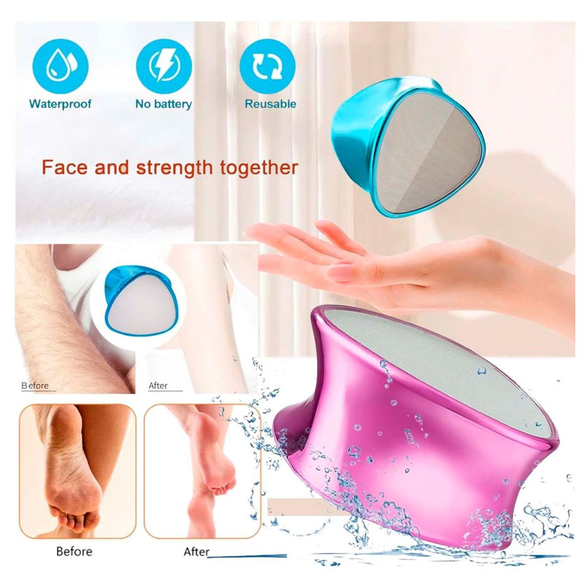 GENERICO - Piedra Depiladora de Cristal 2 en 1 Elimina Vello Corporal Y Exfolia Pies AS_123