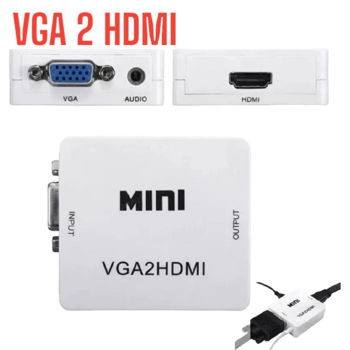 OEM - Mini Convertidor Audio y Video VGA2HDMI VGA a HDMI  Monitor DVD PCTV